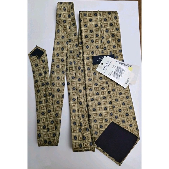 Chaps Other - Chaps Ralph Lauren All Silk Tie Gold Blue Medallion Geometric Floral NOS